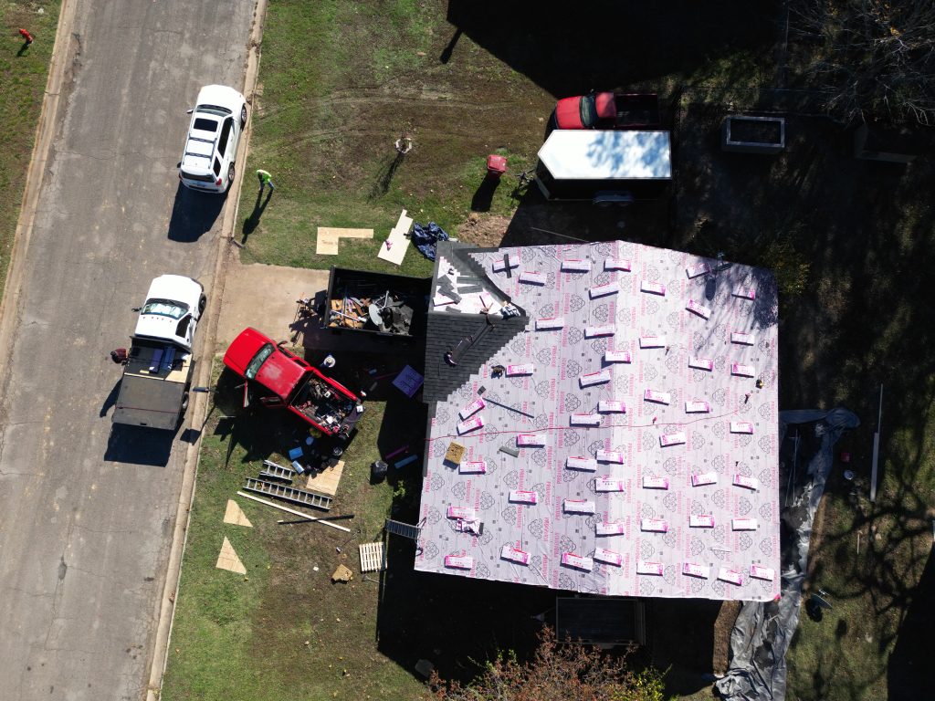 Close-up of chimney flashing on a roof in Franklin County