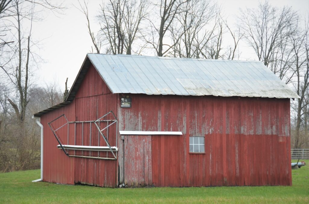 Metal building roof on Northeast Texas land